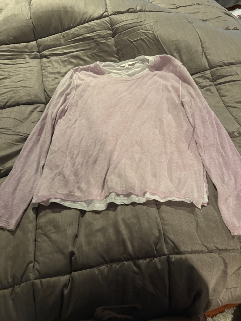 Olivaceous Pale Pink Layered Hem Long Sleeve Top